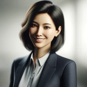 DALL·E 2024-05-10 15.00.33 - A photorealistic profile picture of an Asian female speaker, dressed in a smart blouse and blazer. She is smiling warmly with a confident and approach