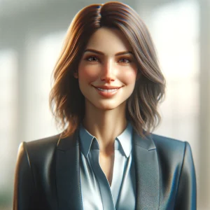 DALL·E 2024-05-14 09.21.49 - A photorealistic profile picture of a Caucasian female speaker, dressed in a professional blouse and blazer. She is smiling warmly with a confident an